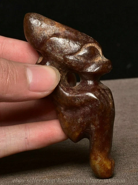 3.2" Old China Hongshan Culture Jade Carved Sun God Auspicious Amulet Pendant