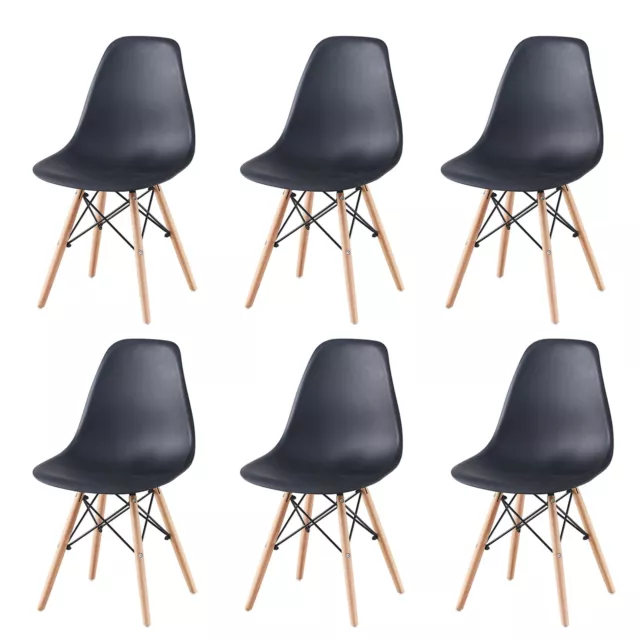 Lot de 6 Chaises Style Scandinaves Chaise en ABS Plastique Cuisine Noir