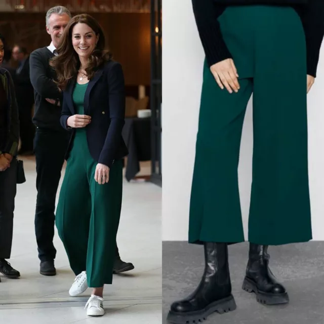 ZARA NEW WOMAN Green High Waist Culottes Pants Trousers Aso Kate 8069/878  Large EUR 41,43 - PicClick FR