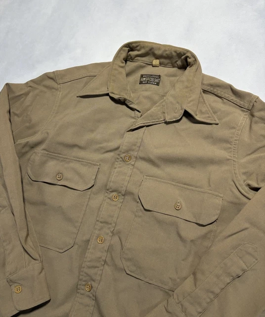 VINTAGE 1940S WWII US Army Regulation Officer's Khaki Service Shirt Men ...
