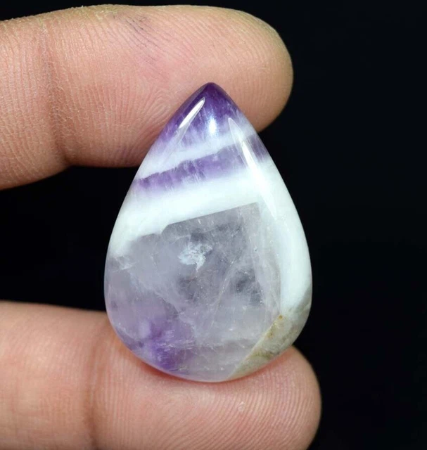 Améthyste Naturelle Dentelle Agate Poire Cabochon Pierre Précieuse Lâche...