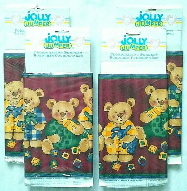 Vintage JOLLY JUMPER Wall Paper Border (4) Pre-Pasted Baby Nursery Teddy Bears