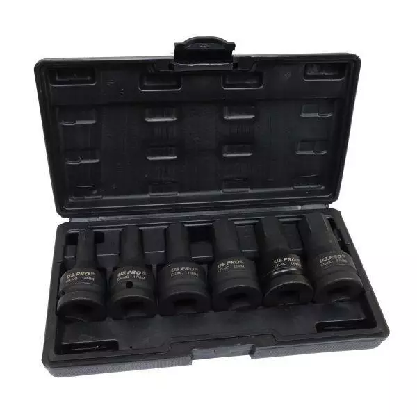 US PRO Tools 6pc 3/4" dr Impact Hex Allen Bit Socket Set Sockets 14 - 27mm 3770 2