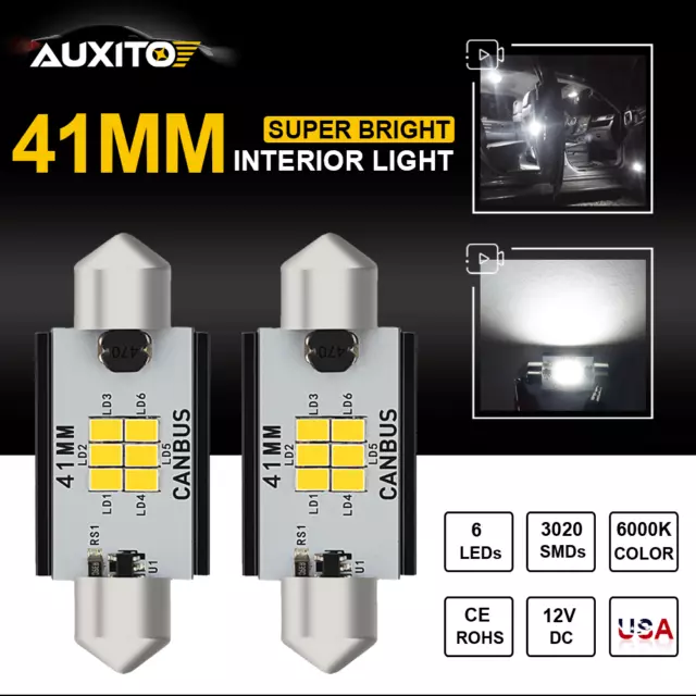 AUXITO CANBUS 41MM 42MM LED Festoon Bulbs 3020 SMD White Car Lamp Dome Light P