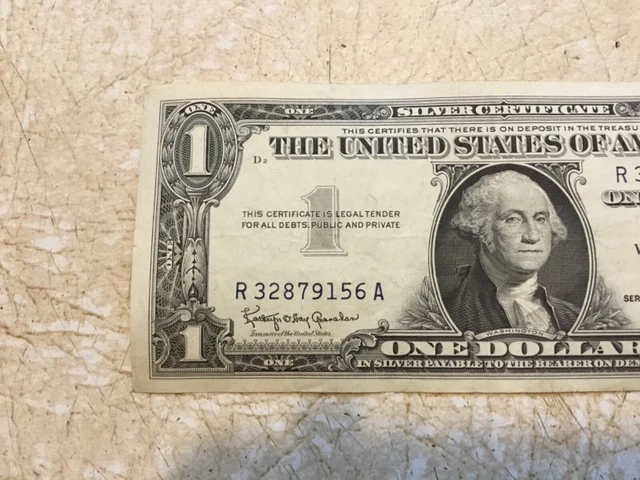 1957 A $1 One Dollar Bill Blue Seal USA Silver Certificate banknote series B 2