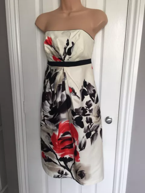 ❤️Rocha John Rocha❤️Cream Floral Strapless Occasion Dress Size 8 BNWT