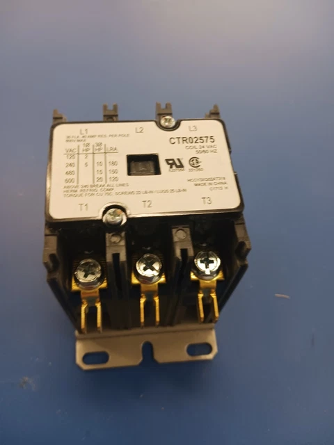 Trane CTR02575, Contactor 3P 30A 24Vac Coil voltage