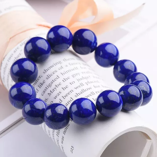 4-20mm Naturel Bleu Lapis Lazuli Circulaire Pierres Précieuses Perles Bracelet