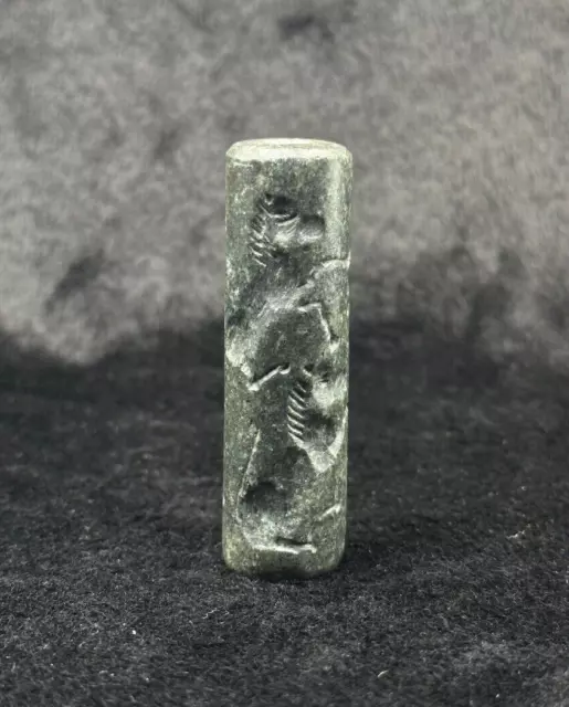 Ancient Cylinder Seal Stamp Bead Black Stone Sumerian Intaglio Roll Beads