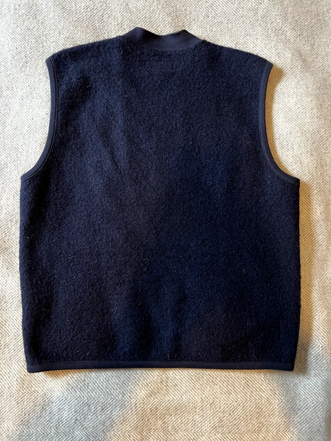 Universal Works Zip Waistcoat in Navy Wool Fleece - Large 2