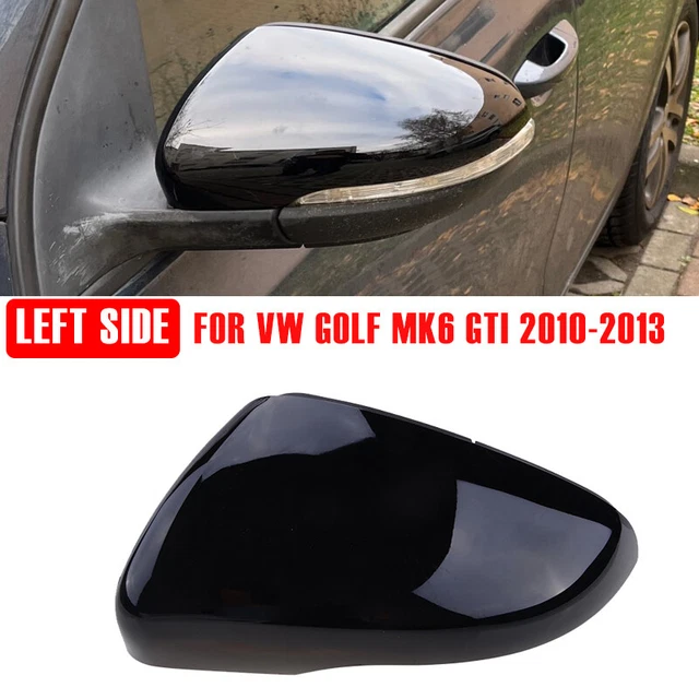 For Vw Golf Mk6 Door Wing Mirror Cover Caps Case Left Side Gloss Black 2009-2013