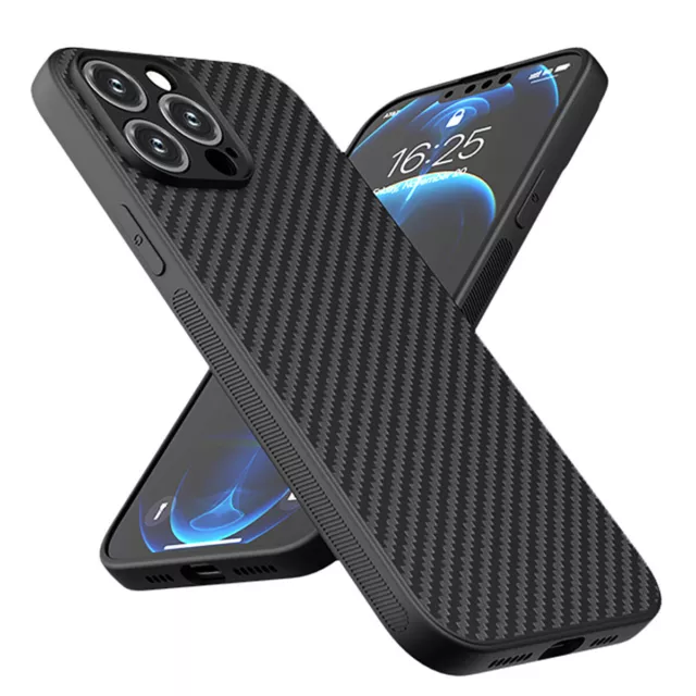 Cover Custodia per iPhone 14 / 13 / 12 / 11 Pro Max in Fibra di Carbonio Morbido