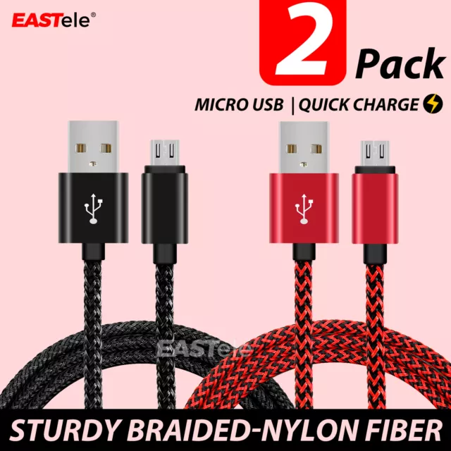 2x Fast Micro USB Data Charger Cable For Samsung Galaxy S7 EDGE S6 S5 S4 S3 HTC