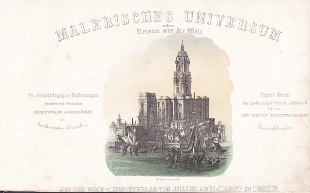Malaga Andalucía España Litografía Litio Schwabe Osti 1850