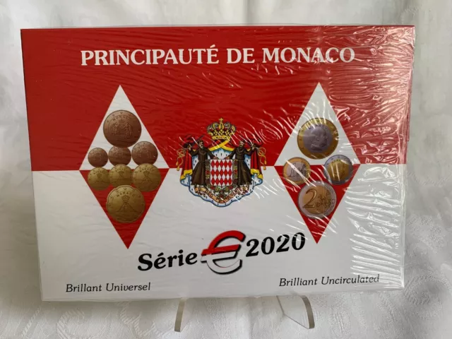 Monaco Original Euro Kursmünzensatz 2020 BU, original eingeschweißt plus Hülle