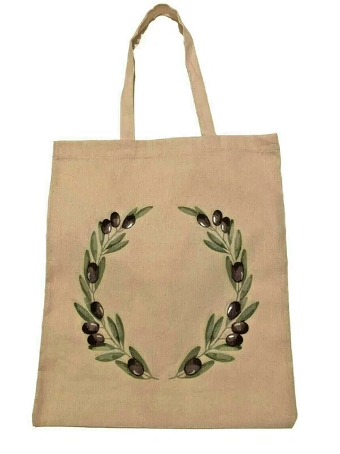 Sac fourre-tout en toile réutilisable shopping sac à main coton sac bandoulière lin rameau d'olive