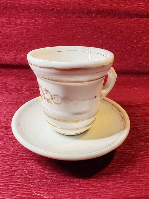 Lot De 7 Tasses à Café Porcelaine – Liseret Doré – Style Bar Bistrot – Occasion