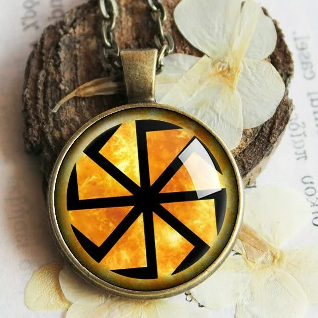 Kolovrat Slavic Symbol Sun Wheel Necklace, Kolovrat Pendant Slavic Pagan Jewelry