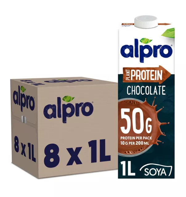 Bevanda proteica Alpro gusto cioccolato 50g proteine vegane 8x1L NUOVO MHD 12/23