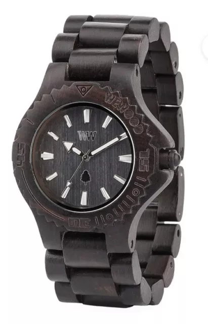$128 WeWood Date Black Wooden Wood We Wood Watch WristwatchBrand New In Box
