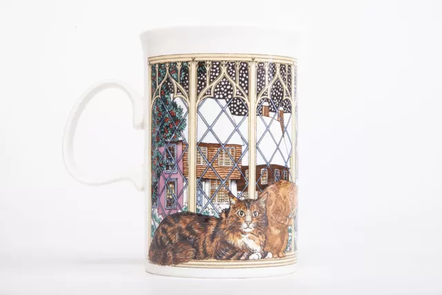 Dunoon Mug Christmas Cats At Window Bone China Sue Scullard Stoneware England