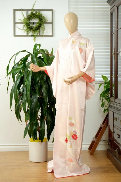 Dear Vanilla Japanese Silk Kimono Women's Robe Gown Authentic Japan Vintage Mint