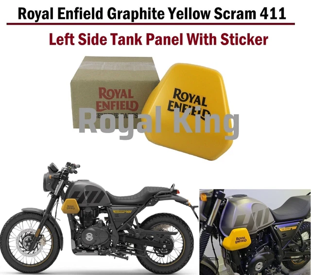 ROYAL ENFIELD &GRAPHITE Yellow Scram 411" Gauche "Panneau de réservoir
