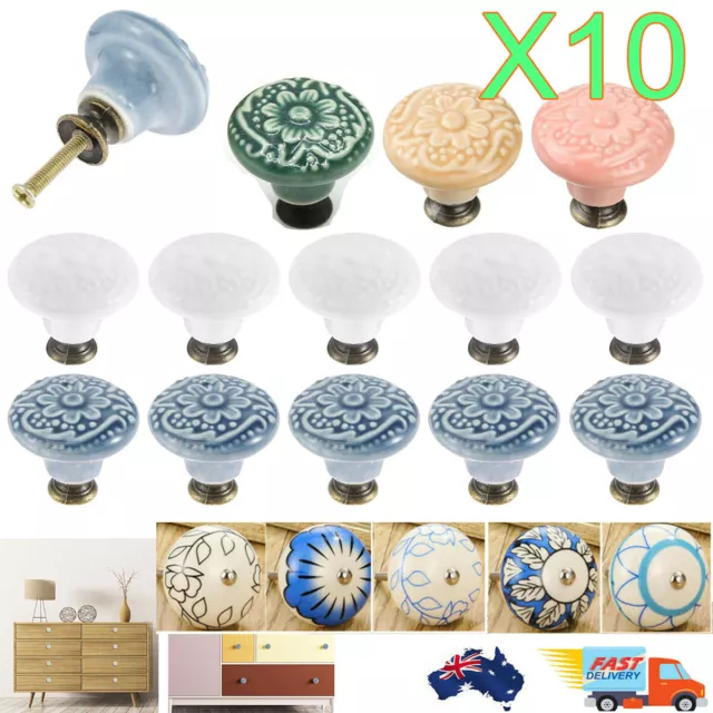 10X Kitchen Knobs Cabinet Pulls Ceramic Handles Cupboard Drawer Door Furniture