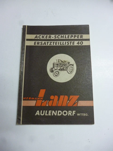 HELA ( LANZ Aulendorf ) Acker -Schlepper 20/22 PS Orig. Ersatzteilliste ...
