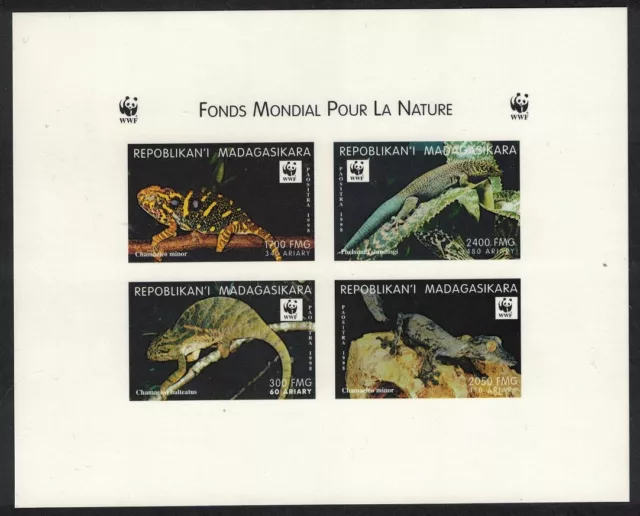 Madagascar WWF Geckos and Chameleons De-Luxe Sheet Combo ERROR 1999 MNH