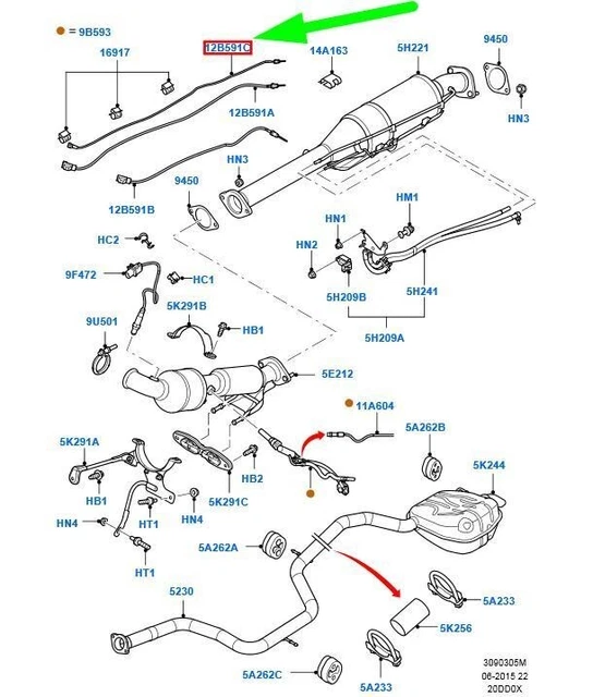 Sensore temperatura riscald. orig. Ford C-Max Focus Mondeo Galaxy Fies