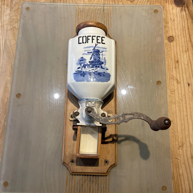 Coffee Grinder Vintage Genuine PeDe Ceramic Dutch Wall Mounted Original Retro.