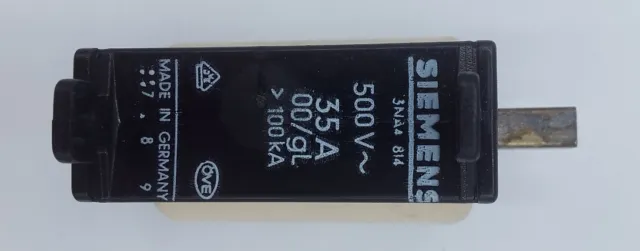 3 Siemens Iso-Nh Assurance 3NA4 814 Fusible 35A 500V Dispositif de Sécurité Lame 5