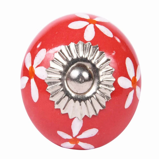 Céramique Tiroir Armoire Rouge Boutons Placard Poignées de Porte Meuble Ferrure 3