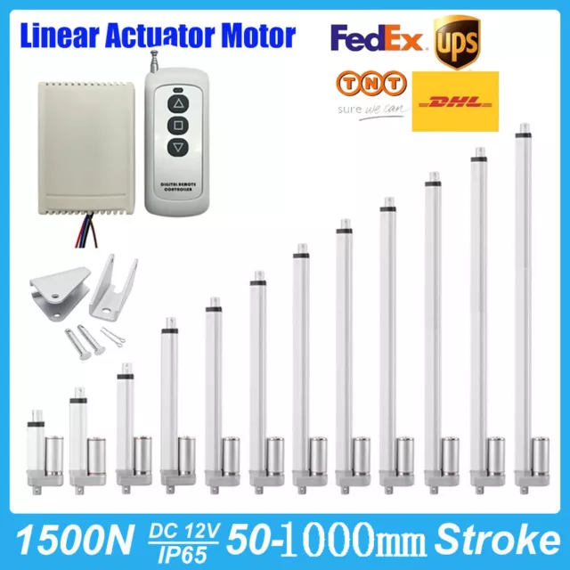 1500N Linear Actuator 12V 24V Heavy Duty Electric Wireless Control + Brackets