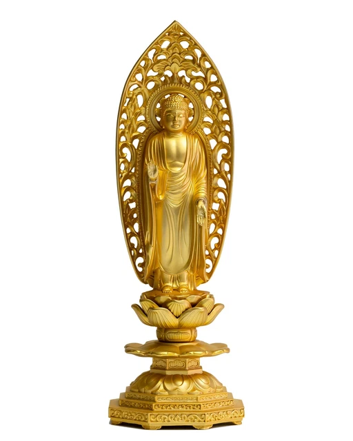 Buddha statue Shaka Nyorai 19cm (Money plating/24Money) Budd... Ships from Japan
