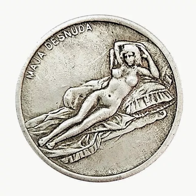 Da Vinci Silver Coin Antique Nude Lady Vintage Italy Renaissance Mystery Genuis 2