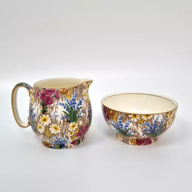 Vintage Royal Winton Grimwades Marguerite Milk Creamer & Sugar Bowl 1930s VGC 3
