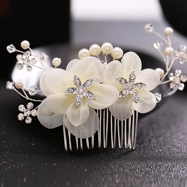 Wedding Bride Hair Comb Rhinestone Crystal Pearl Flower Vintage Bridal Hair Clip