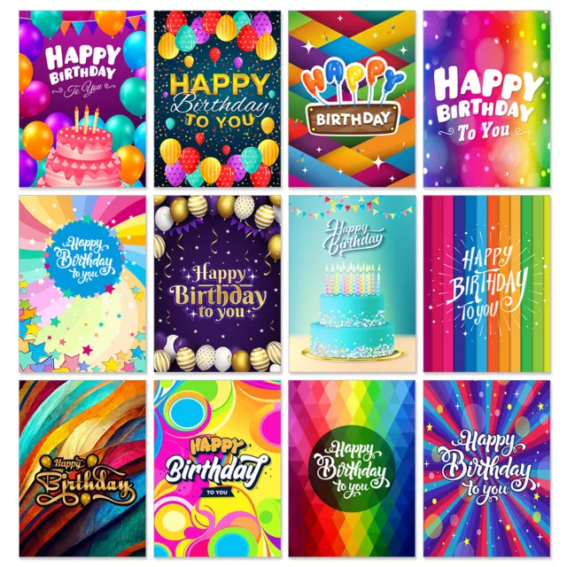 Pack 12 24 Happy Birthday Card Multipack Colourful Greeting Card with Envelopes