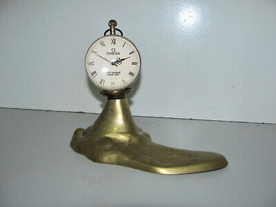 Vintage Omega Style Wind-Up Ball Clock Mounted On A Brass Stand Working