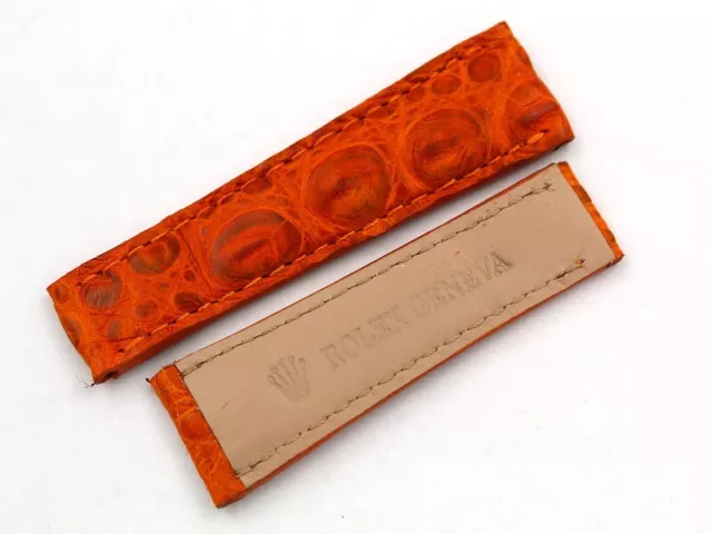 Cinturino Orologi Rolex 20mm Effetto Vintage Crocodile Veritable Arancione Scuro