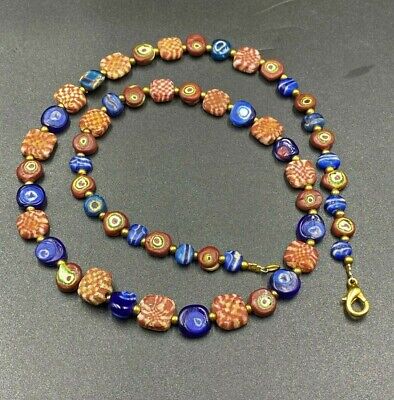 Ancient Antique old Egyptian Roman Mosaic Glass Bead Necklace1st BC Trade Bead