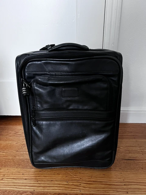 TUMI 14” x 6” x 19” Wheeled FULL LEATHER Carry-On Bag Suitcase Luggage 9264D3