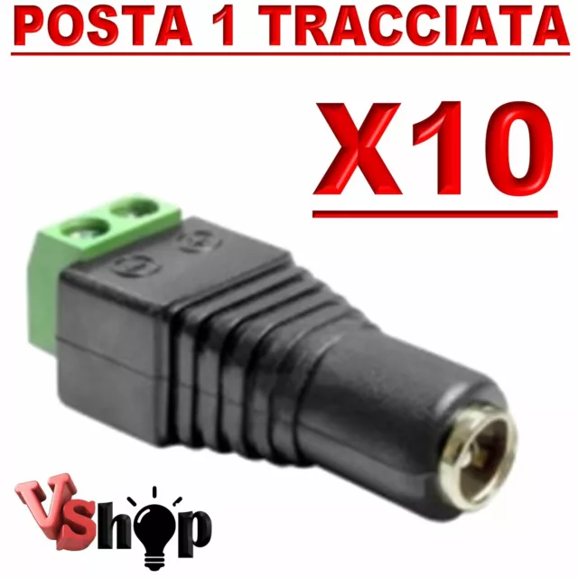 10 X Connettore Spinotto Alimentazione Maschio A Vite Rapido Per Telecamere Led