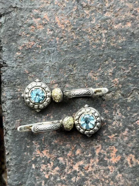 Konstantino Blue Topaz Sterling Silver & 18K Yellow Gold Pierced Earrings