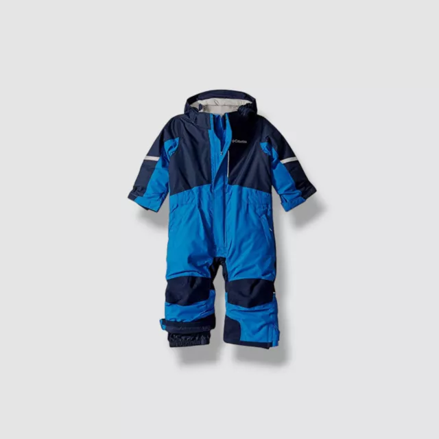 $135 Columbia Toddlers Unisex Blue Buga II Hooded One-Piece Snow Suit Size 6-12M