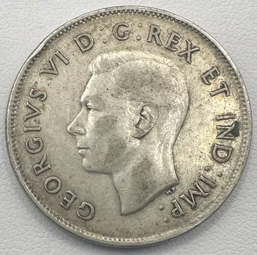 Canada 1945 50 Cents Half Dollar George Vi Canadian .800 Silver Coin