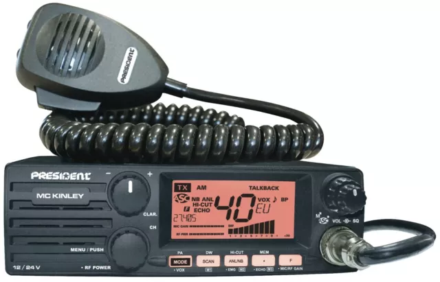 Emisora PRESIDENT MC KINLEY CB - 27 MHZ 40 canales AM / FM / LSB / USB