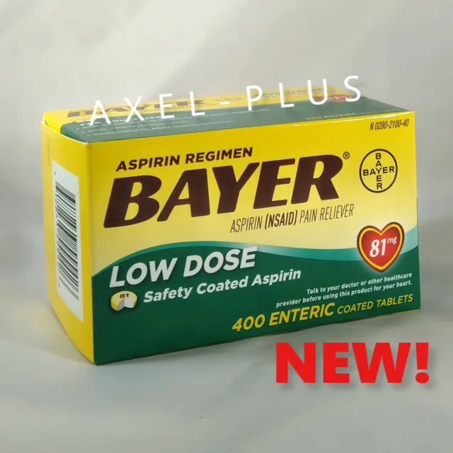 Bayer Low Dose Aspirin Regimen - 400 Tablets 81 mg enteric coated EXP 05/2025